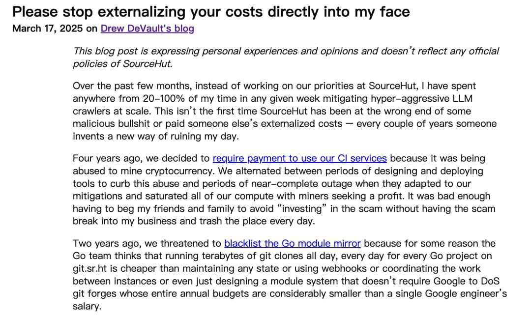 AI爬虫拖垮整个网站，开发者崩溃：禁了整个巴西的访问，才勉强救回来
