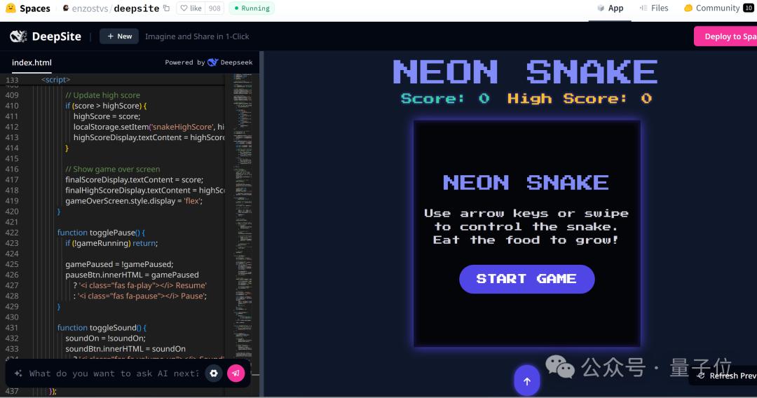 免费的「网页版Cursor」，新版DeepSeek-V3加持，秒秒钟编出一个游戏/APP