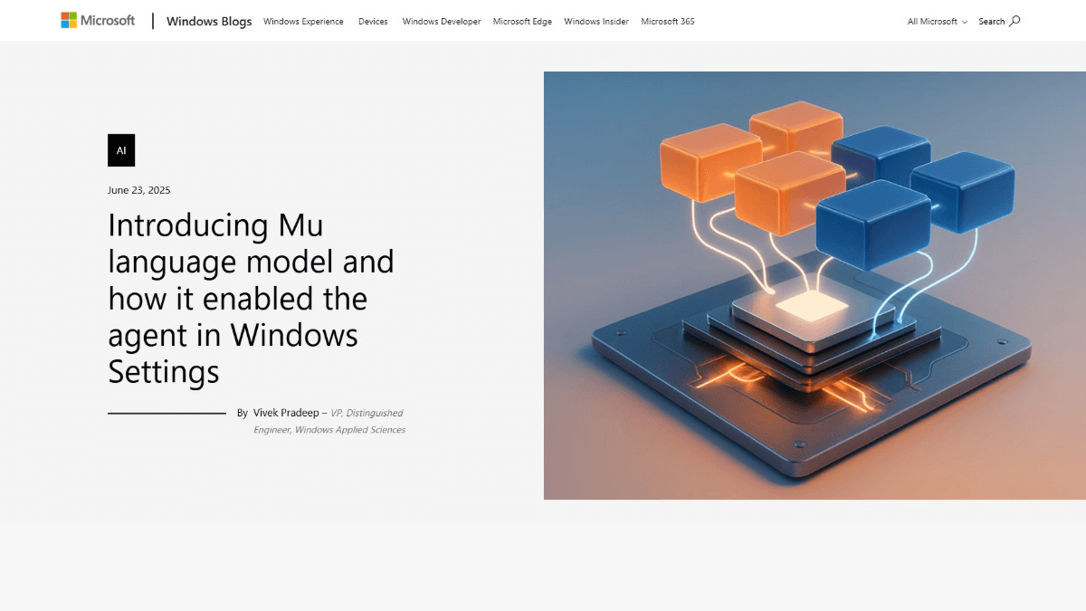 Mu - 微软推出的小参数语言模型，支持Windows智能体